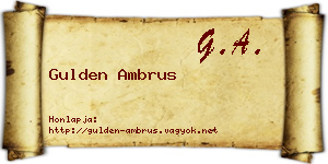 Gulden Ambrus névjegykártya